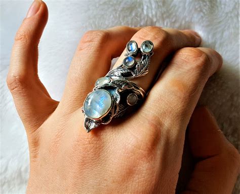 925 Sterling Silver Genuine Moonstone Gemstone Unique Bouquet