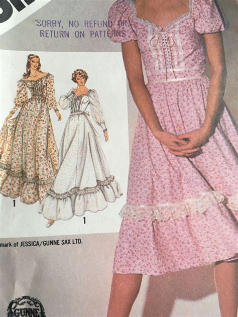 Gunne Sax Dress Pattern Simplicity 5093 Sz 12 Uncut Fitted Dress W Lace