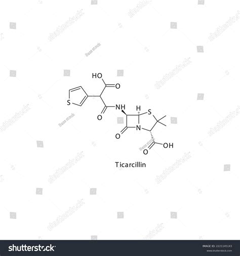 Ticarcillin Flat Skeletal Molecular Structure Penicillin Stock Vector ...