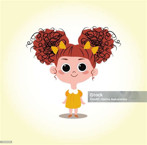 Cute Curly Girl In A Yellow Dress Stock Illustration Download Image