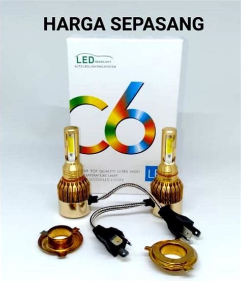 Jual OEM Lampu Mobil Utama LED Headlight C6 Gold H4 High Low 38 Watt