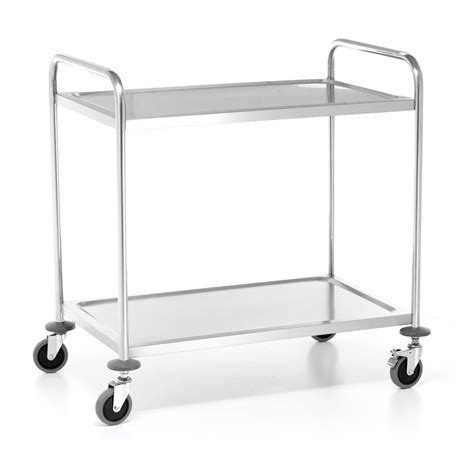 Stainless Steel Service Trolley 2 Shelves Up To 120 Kg Uk