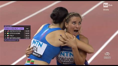 STAFFETTA 100m FEMMINILE RECORD ITALIANO MONDIALI ATLETICA BUDAPEST