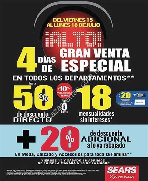 Venta Especial Sears Hasta De Descuento Adicional Meses