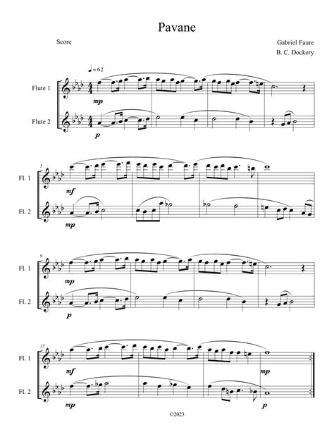 Pavane Flute Duet Arr B C Dockery By Gabriel Faure Sheet Music