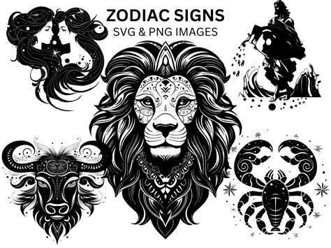 Zodiac Signs Svg Clipart Horoscope Svg And Png Clip Art Bundle Astrological Elements For Magic