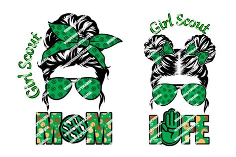 Girl Scout Mom And Life Matching Set Girl Scout Messy Hair Etsy