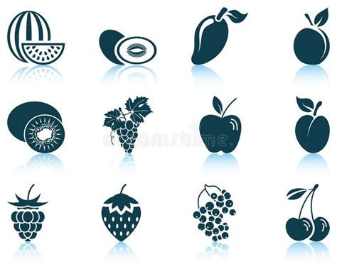 Set Of Fruit Icon EPS 10 Vector Illustration Without Transparency