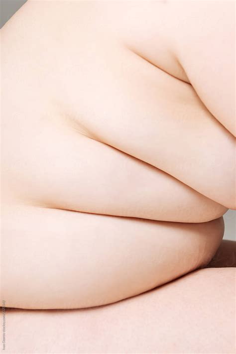 Side View Of A Naked Female Body Plus A Size Model Cropped Image