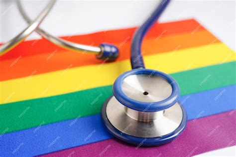 Premium Photo Lgbt Symbol Stethoscope With Rainbow Ribbon Rights And