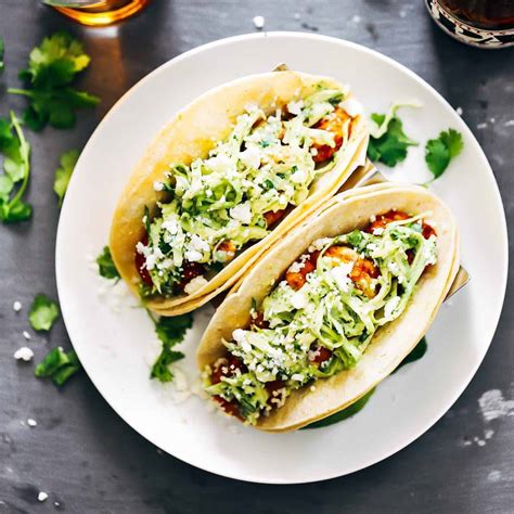 Spicy Shrimp Tacos With Garlic Cilantro Lime Slaw Recipe Pinch Of Yum