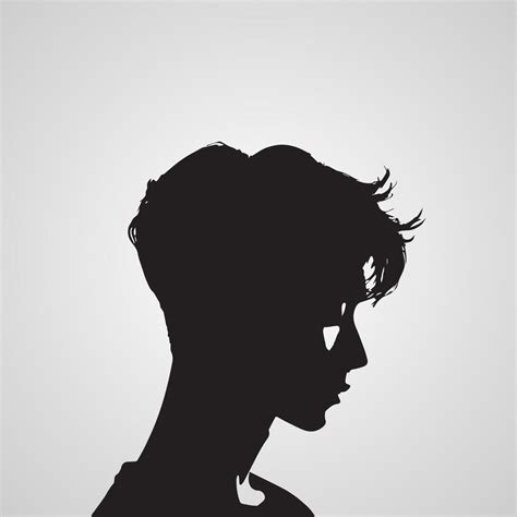 Young Men Profile Silhouettes Vector Heads Man Dark Sketch Portraits