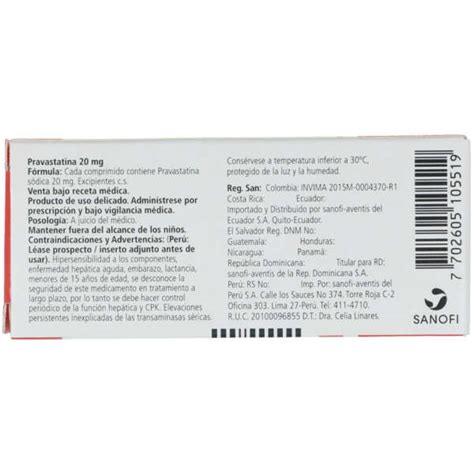 Pravastatina Mg X Comprimidos Genfar Farmacia Mariana