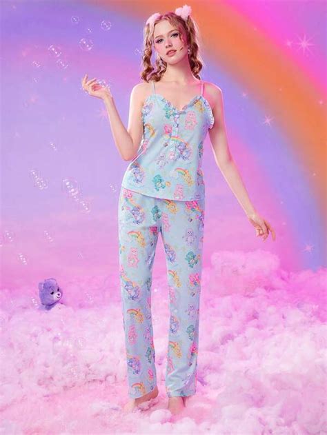 Romwe X Care Bears Cartoon Graphic Frill Trim Pj Set Shein Usa