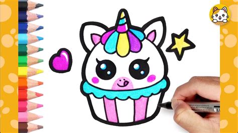 How to Draw a Cute Unicorn Cupcake | Super Easy Kawaii Drawing & Coloring - YouTube