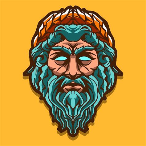 Premium Vector Zeus Head Isolated On Yellow Background