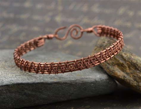 Copper Wire Woven Bracelet For Men Or Women Rustic Wire Weave Etsy