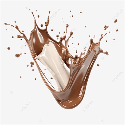 Milk And Chocolate Splashes Isolated 3d Render Illustration Chocolate