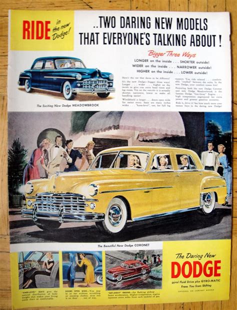 1949 Dodge Coronet Meadowbrook New Models Original 135 105 Magazine