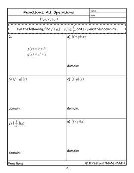 Function Operations Worksheet With Answers