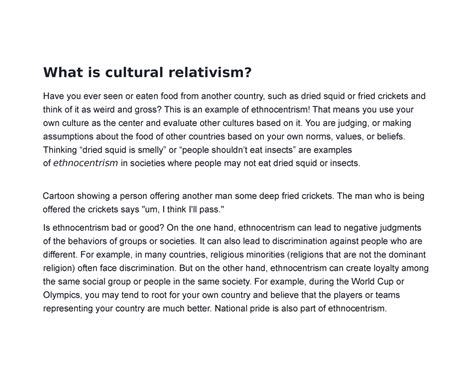 What Is Cultural Relativism What Is Cultural Relativism Have You Ever Seen Or Eaten Food From