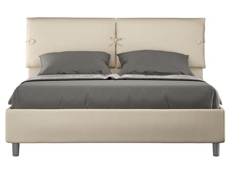 Letto Contenitore Imbottito 160x200 Similpelle Tortora Sleeper