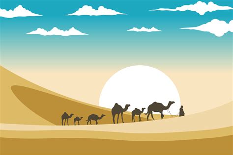 Camel On Desert Vector Illustration Graphic By Edywiyonopp Creative