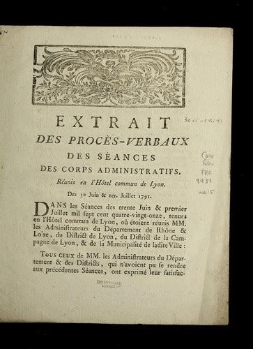 Extrait Des Proce S Verbaux Des Se Ances Des Corps Administratifs Re