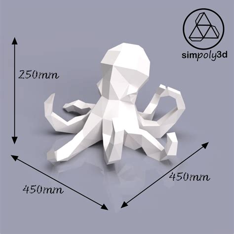 Octo01 Paper Craft Digital Template Origami Pdf Svg Dxf Etsy