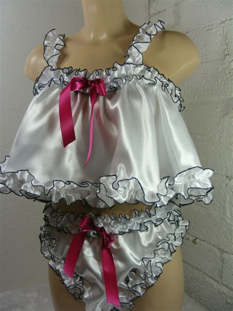 ADULT Baby Sissy Satin Babydoll Negligee Nightie Dress Camisole Lingerie Lolita EBay