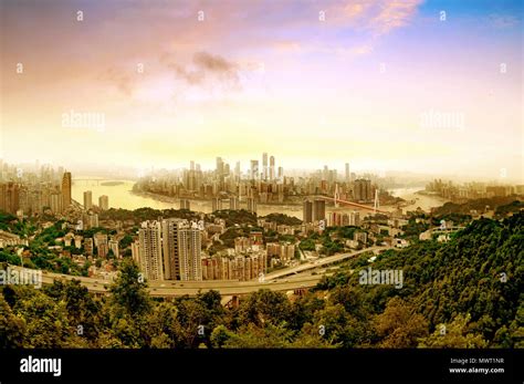 Aerial view of the city skyline, Chongqing, China Stock Photo - Alamy