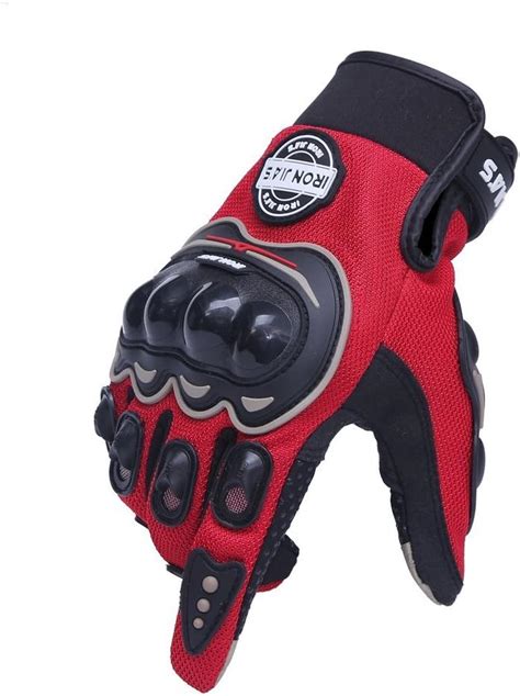 Iron Jias Motorcycle Gloves Motorbike Red Short Sports Leather Summer For Touch