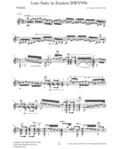 Lute Suite In E Minor Bwv Sheet Music By Johann Sebastian Bach