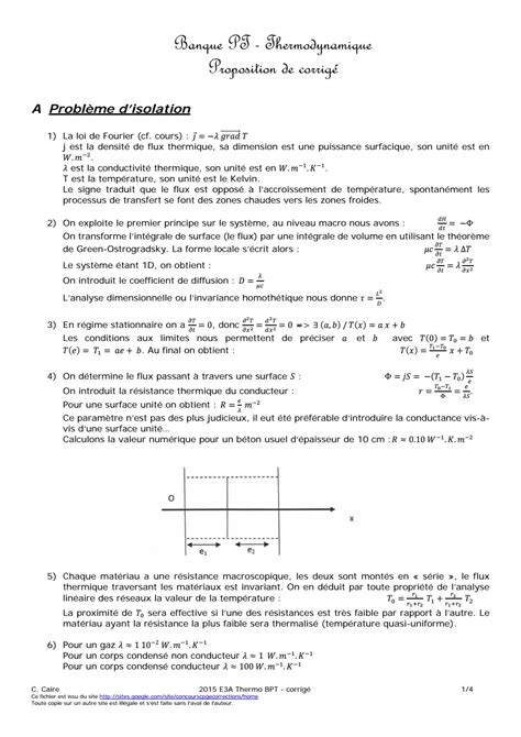 Banque Pt Thermodynamique Corrig Pdf Google Drive