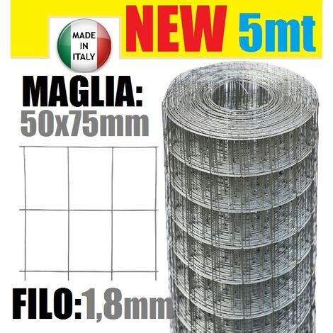 5mt ROTOLO RETE METALLICA ZINCATA ELETTROSALDATA MAGLIA Mm50x75 H