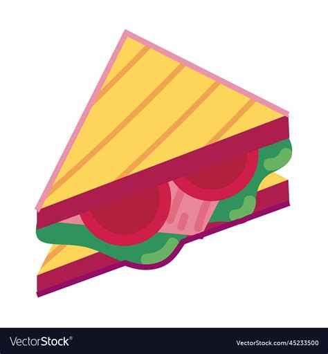 Flat Sandwich Slice Royalty Free Vector Image Vectorstock