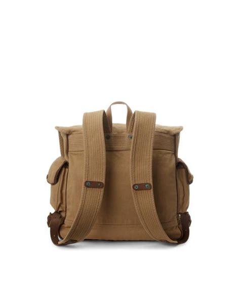 Rrl Leather Trim Canvas Backpack In Natural For Men Lyst Uk