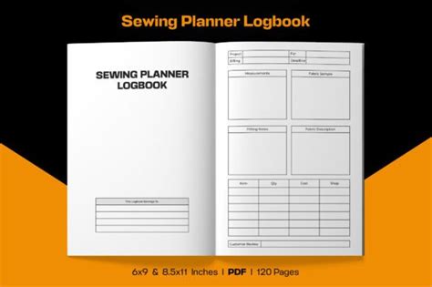 Sewing Planner Logbook Kdp Interior Graphic By Manjuruldesign