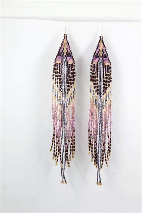 Extra Long Shoulder Duster Earrings Seed Bead Earrings Fringe Earrings