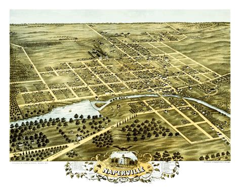 Beautifully restored map of Naperville, IL from 1869 - KNOWOL