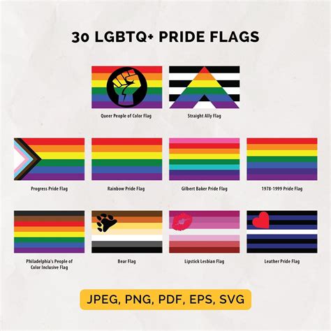 30 Lgbtq Flags Bundle Jpeg Png Pdf Eps Svg Flags Of Lgbtqia Pride