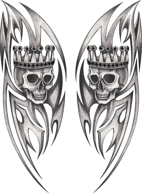 Art King Skull Tattoo Hand Drawing And Make Graphic Vector 13451041