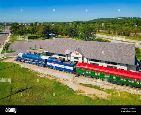 Sunny aerial view of the Route 66 Historical Village at Oklahoma Stock ...