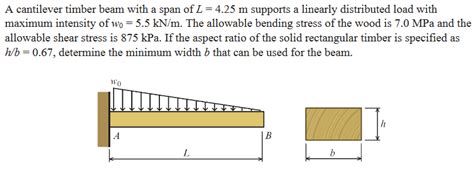 Solved A Cantilever Timber Beam With A Span Of L 425 M