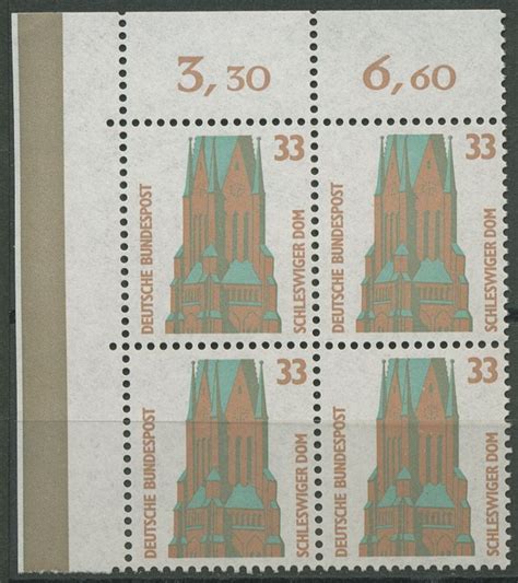 Bund 1989 Sehenswürdigkeiten SWK 1399 4er Block Ecke 1 postfrisch