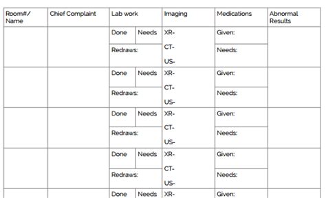 Charge Nurse Report Sheet Template Templates Example Templates