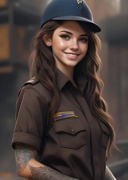 Premium Photo Portrait Of A Beautiful Girl In A Military Uniform Girl