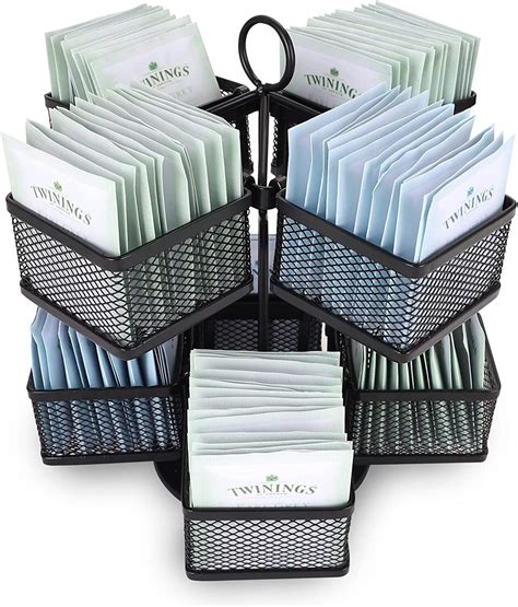 Rotating Metal Tea Bag Storage Organizer 2 Tier – HOMION