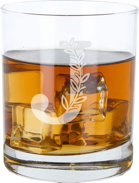 J Personalised Monogram Initial Etched Whisky Glass Engraved Name