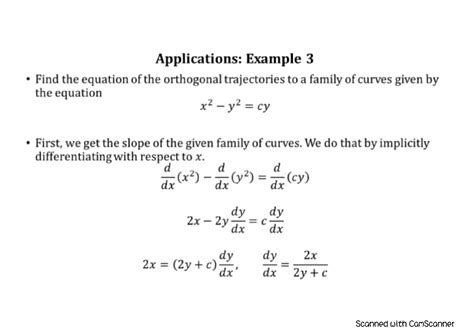 Solution Differential Equations Orthogonal Trajectory Example